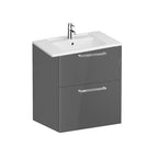 VitrA Integra Wall Mounted 2 Drawer Complete Basin Unit - Gloss Anthracite