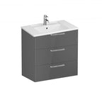 VitrA Integra Wall Mounted 3 Drawer Complete Basin Unit - Gloss Anthracite