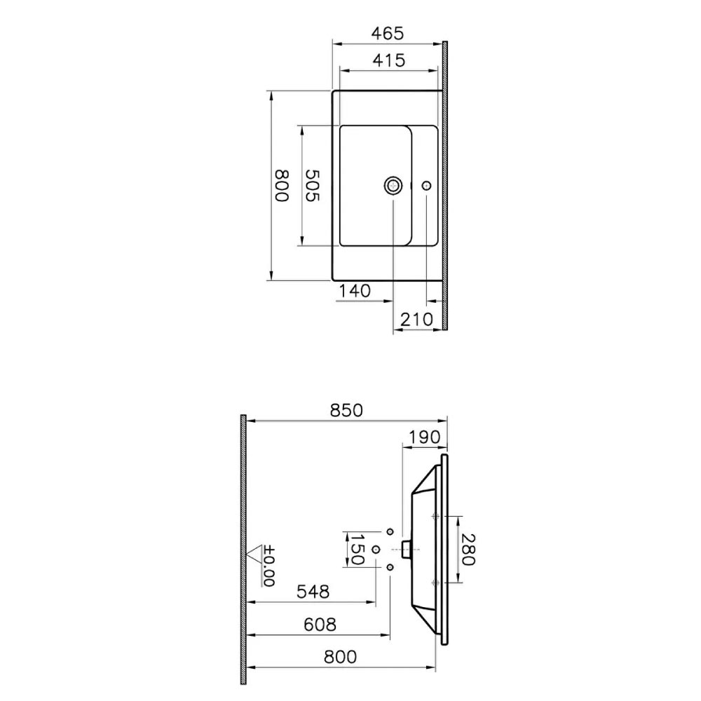 VitrA Integra Wall Mounted 3 Drawer Complete Basin Unit - Gloss Anthracite