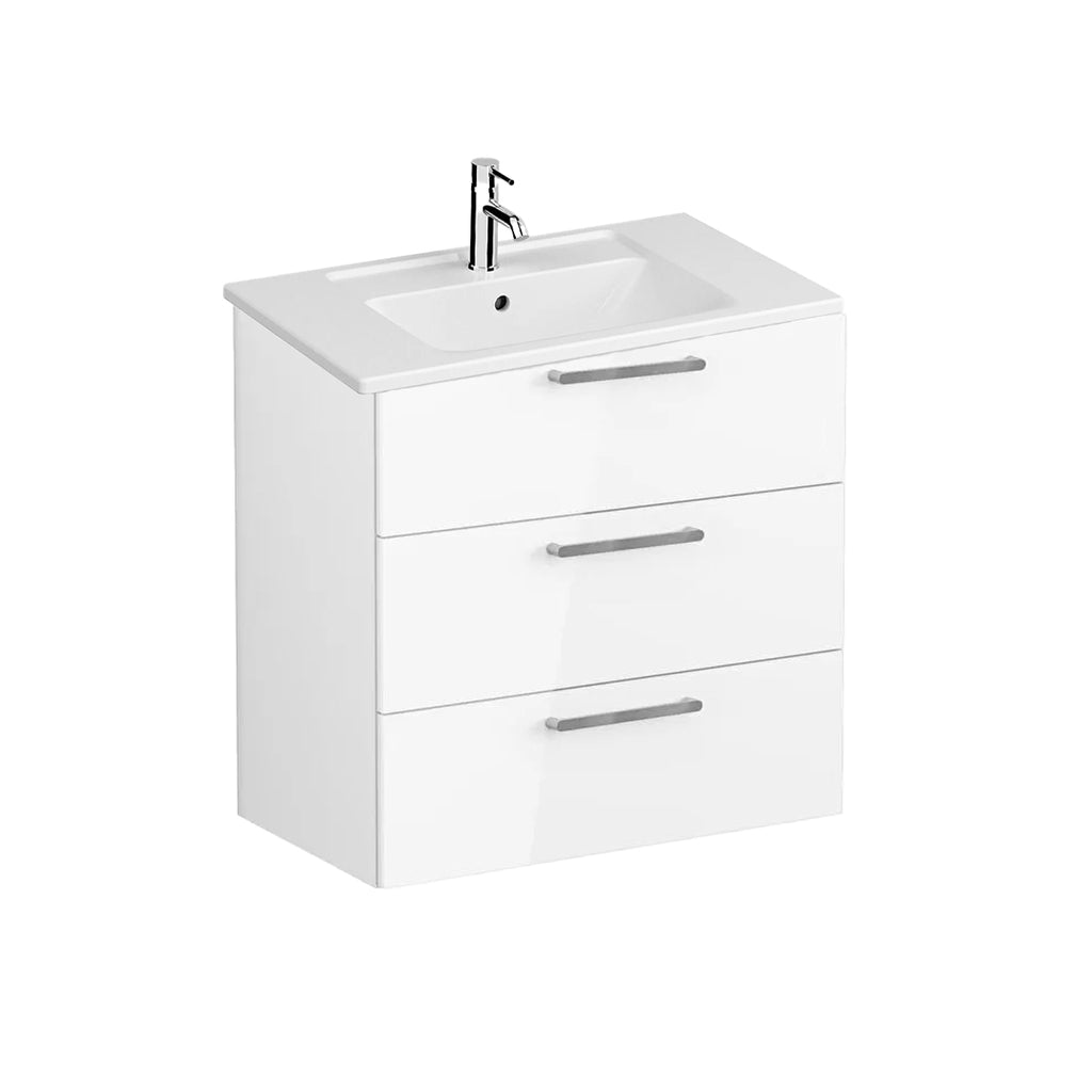 VitrA Integra Wall Mounted 3 Drawer Complete Basin Unit - Gloss White