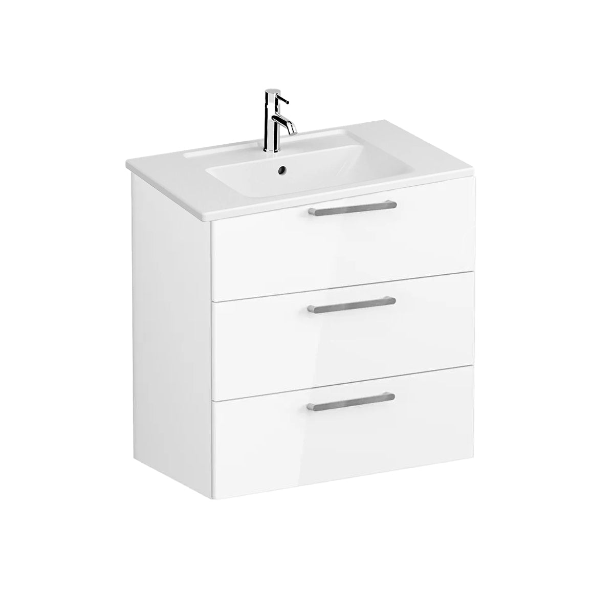 VitrA Integra Wall Mounted 3 Drawer Complete Basin Unit - Gloss White