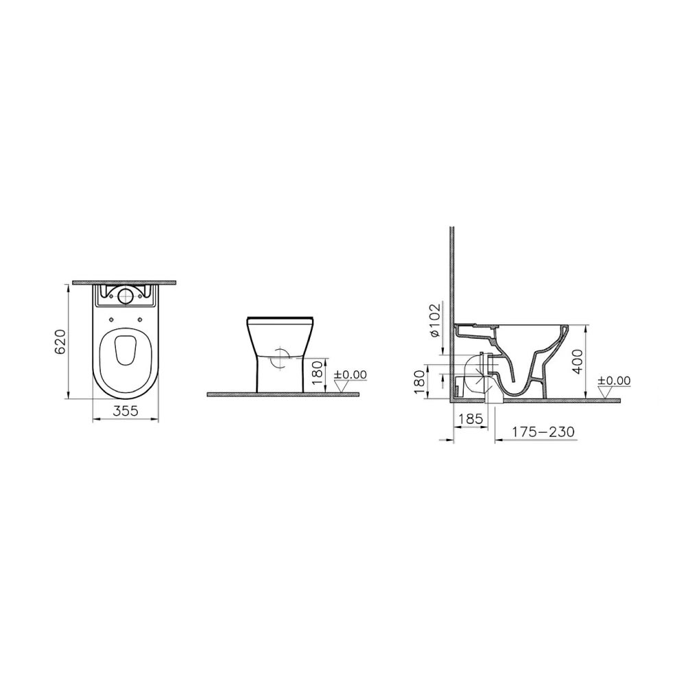 VitrA Integra Wall Hung Soft Close Close-Coupled Cistern Closed Back Complete Toilet