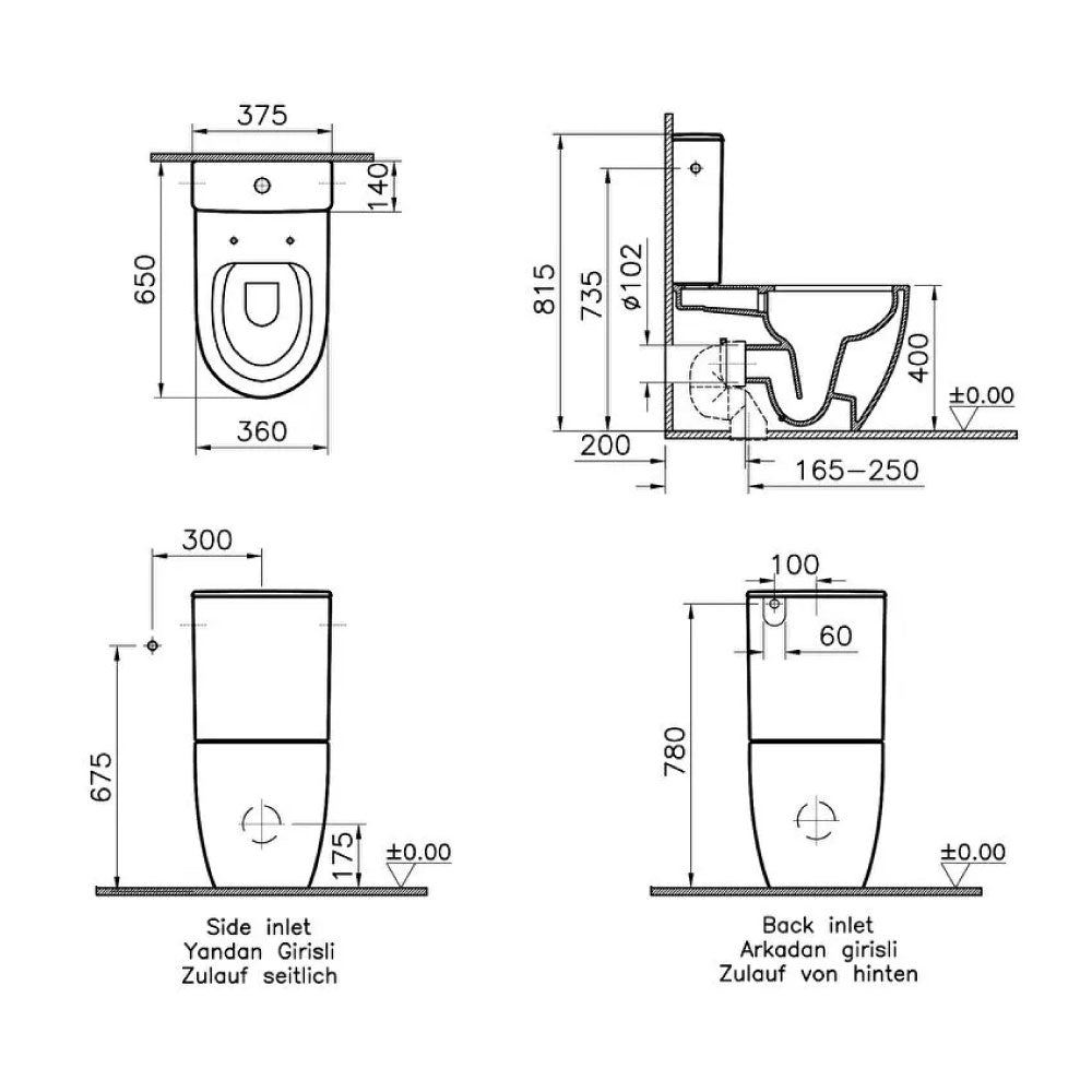 VitrA Sento Close-Coupled Soft Close Closed Back Complete Toilet