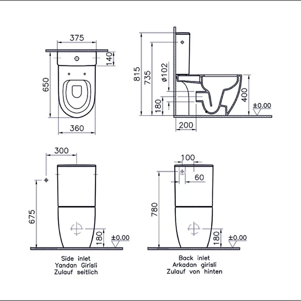 VitrA Sento Close-Coupled Soft Close Open Back Complete Toilet