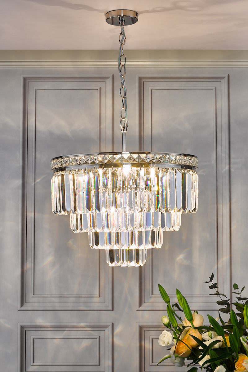 Vyana 4 Light Pendant Polished Nickel Crystal<br>Crystal
