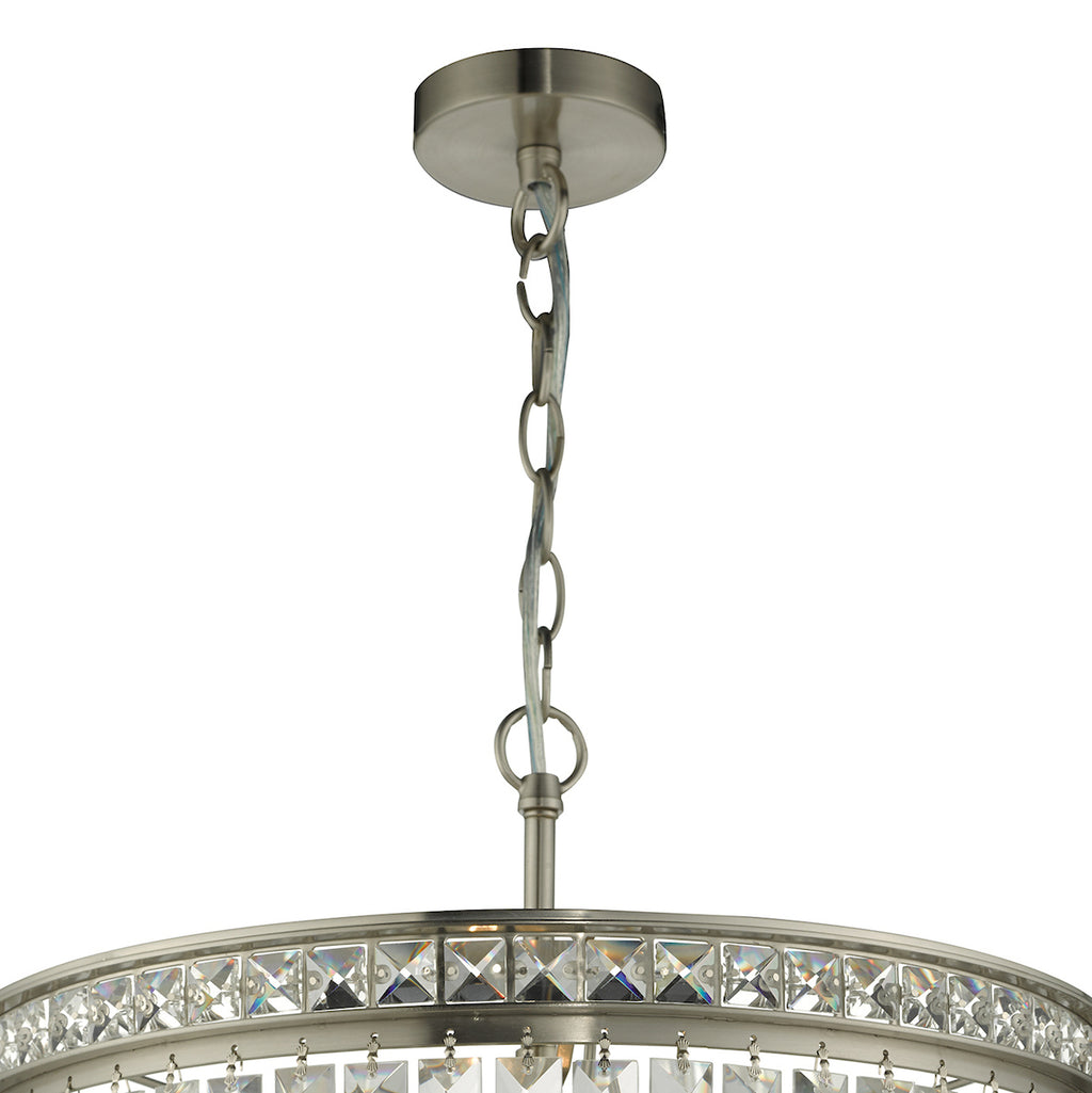 Vyana 4 Light 4 Tier Pendant Brushed Nickel and Crystal Droppers<br>Crystal