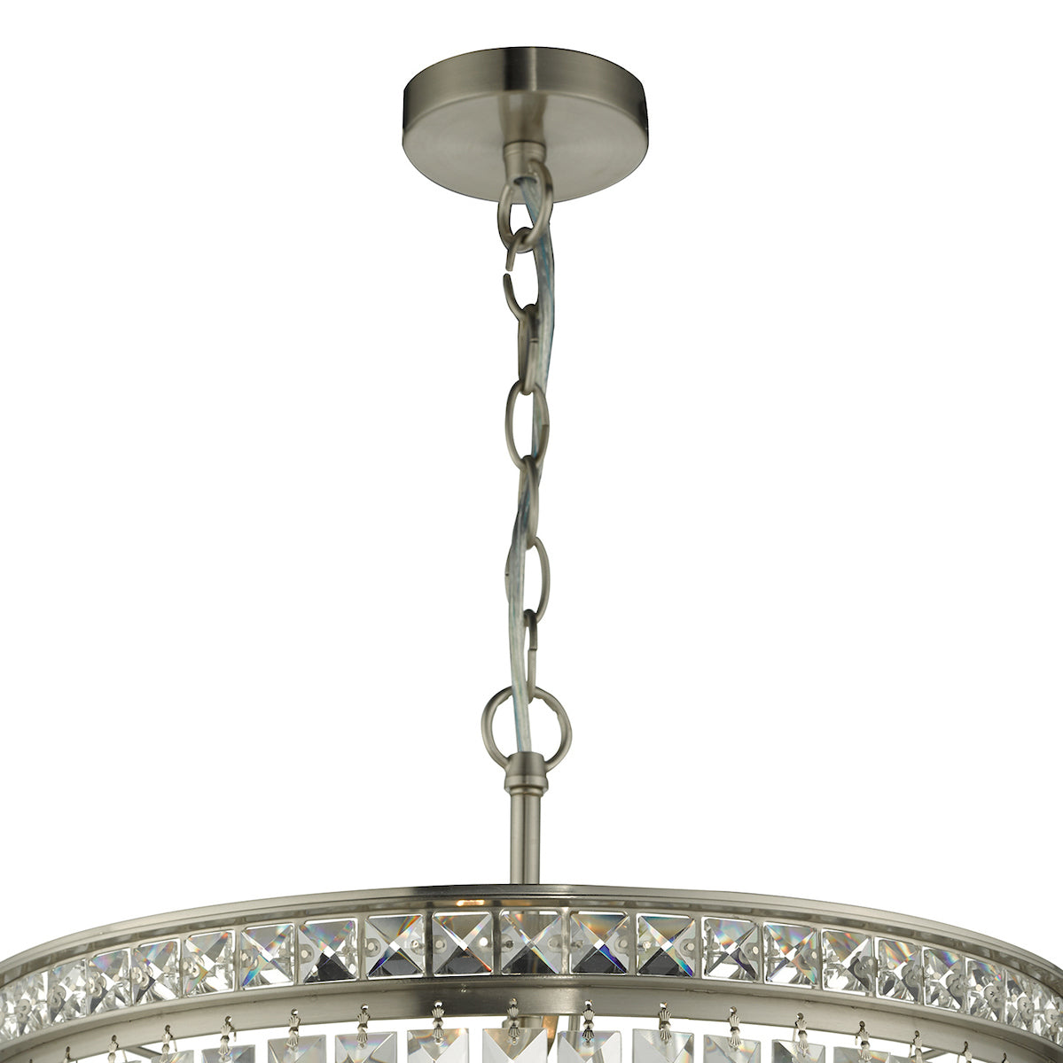 Vyana 4 Light 4 Tier Pendant Brushed Nickel and Crystal Droppers<br>Crystal
