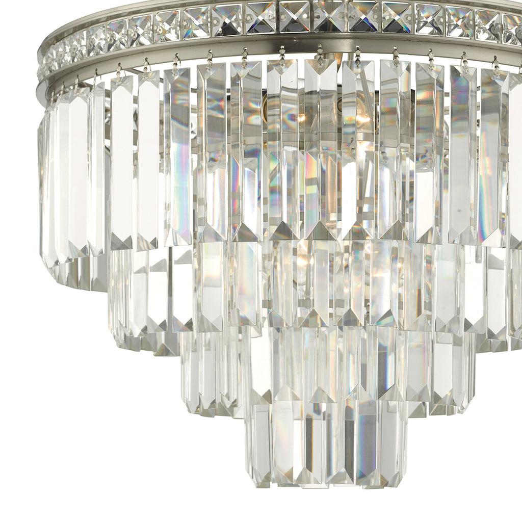Vyana 4 Light 4 Tier Pendant Brushed Nickel and Crystal Droppers<br>Crystal