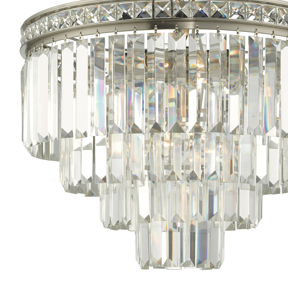 Vyana 4 Light 4 Tier Pendant Brushed Nickel and Crystal Droppers<br>Crystal