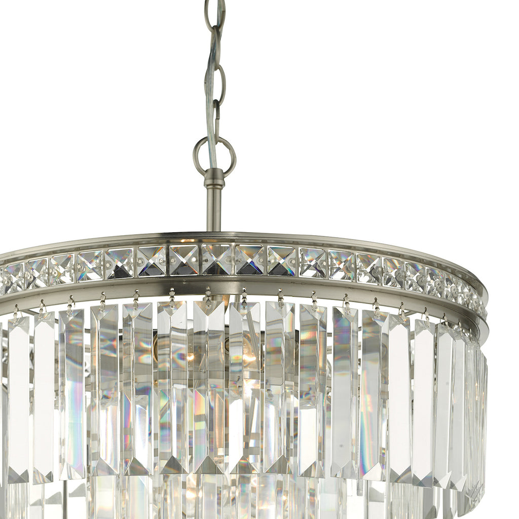 Vyana 4 Light 4 Tier Pendant Brushed Nickel and Crystal Droppers<br>Crystal