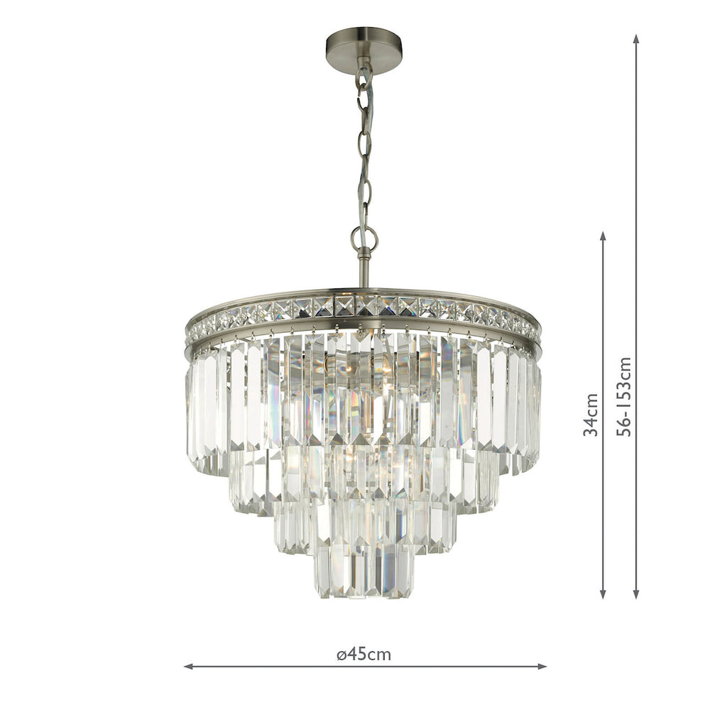 Vyana 4 Light 4 Tier Pendant Brushed Nickel and Crystal Droppers<br>Crystal