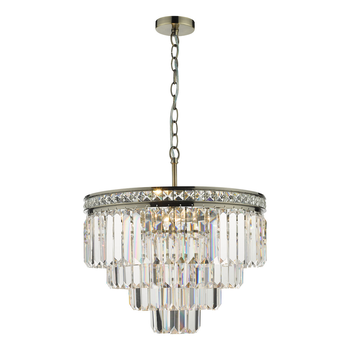 Vyana 4 Light Pendant Antique Brass Crystal<br>Crystal