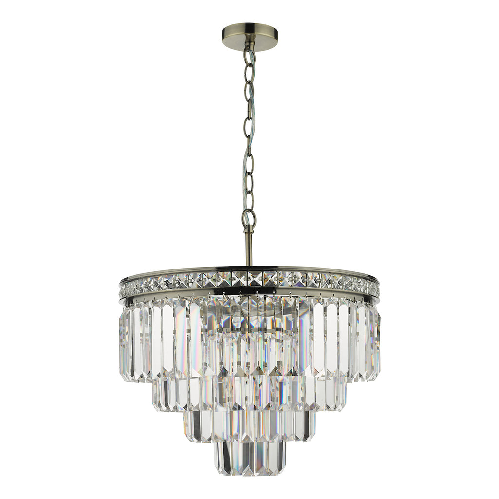 Vyana 4 Light Pendant Antique Brass Crystal<br>Crystal