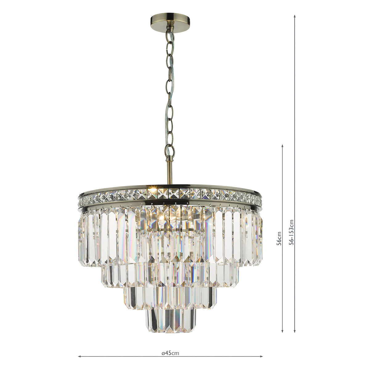 Vyana 4 Light Pendant Antique Brass Crystal<br>Crystal