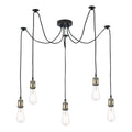 Waco 5 Light Pendant Antique Brass Matt Black<br>Antique Brass