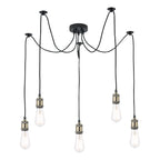 Waco 5 Light Pendant Antique Brass Matt Black<br>Antique Brass