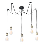 Waco 5 Light Pendant Antique Brass Matt Black<br>Antique Brass