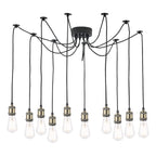 Waco 10 Light Pendant Antique Brass Matt Black<br>Antique Brass