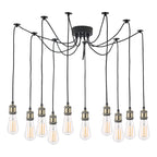 Waco 10 Light Pendant Antique Brass Matt Black<br>Antique Brass