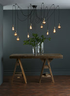 Waco 10 Light Pendant Antique Brass Matt Black<br>Antique Brass