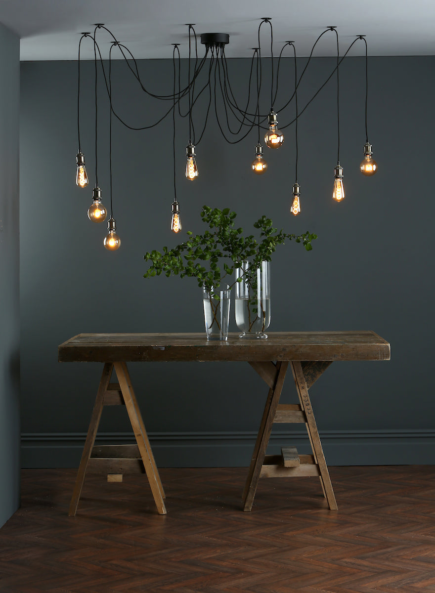 Waco 10 Light Pendant Antique Brass Matt Black<br>Antique Brass