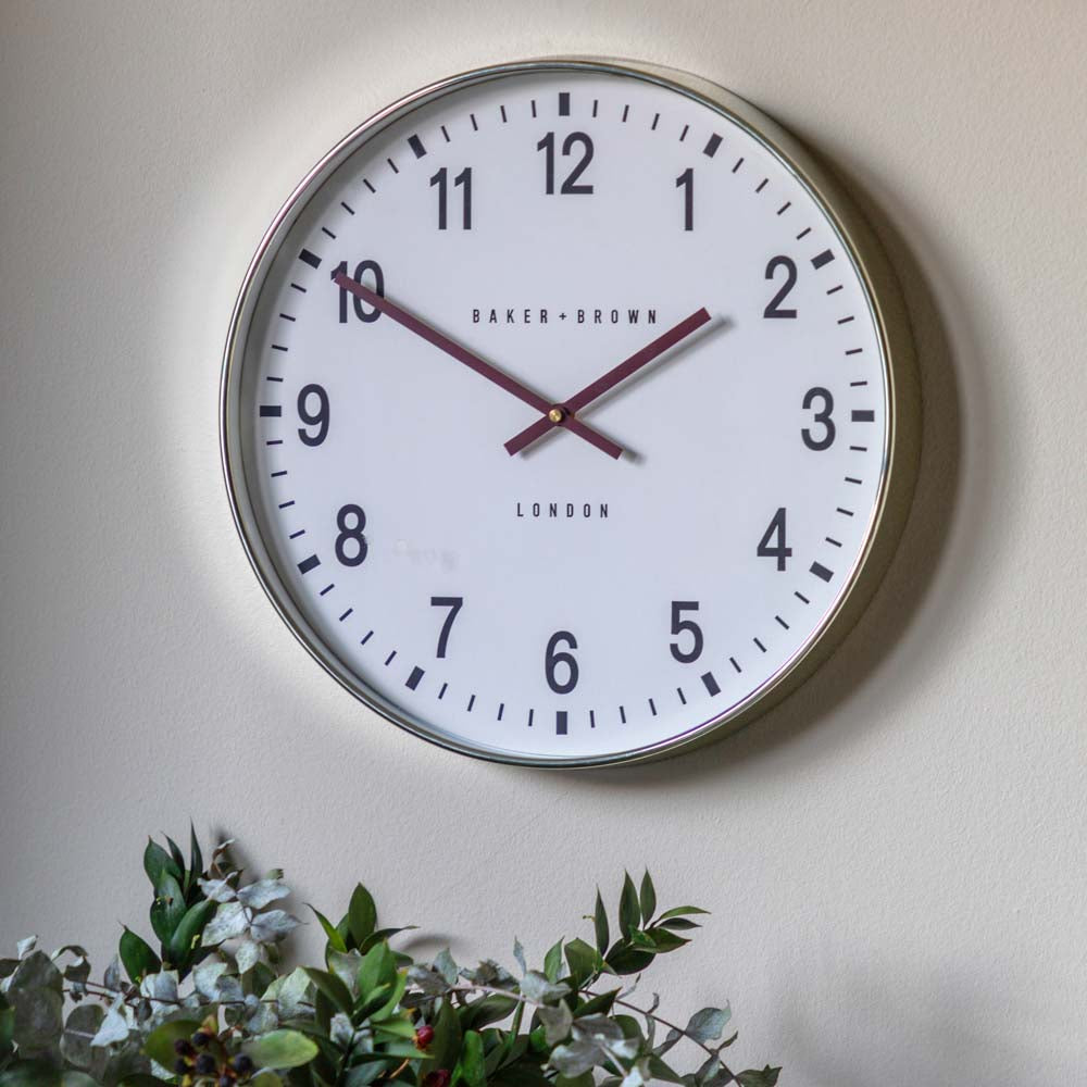 Cambridge Wall Clock Chrome 40cm