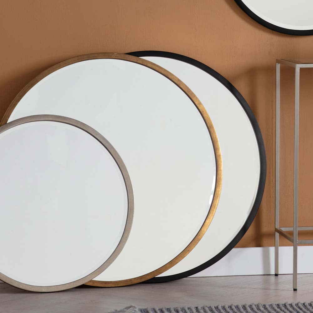 Ramsbury Round Mirror Black Large