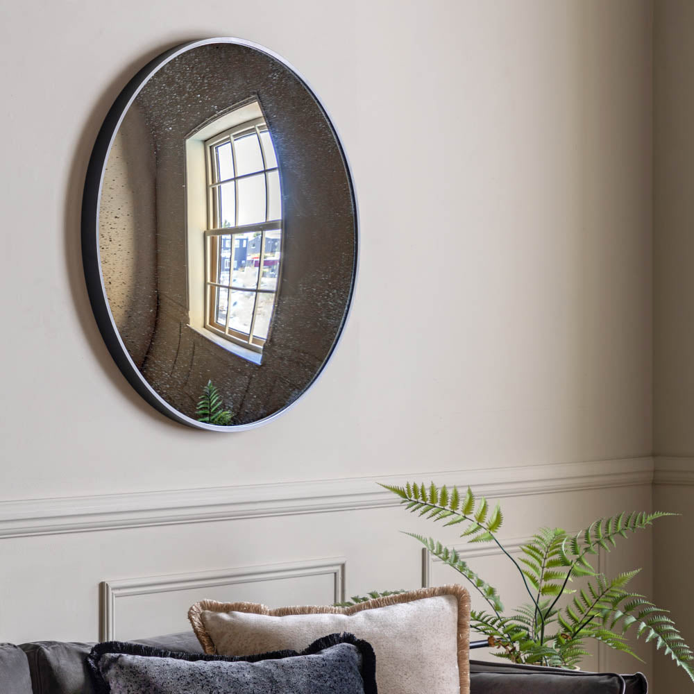 Yardley Convex Round Mirror Black 800mm