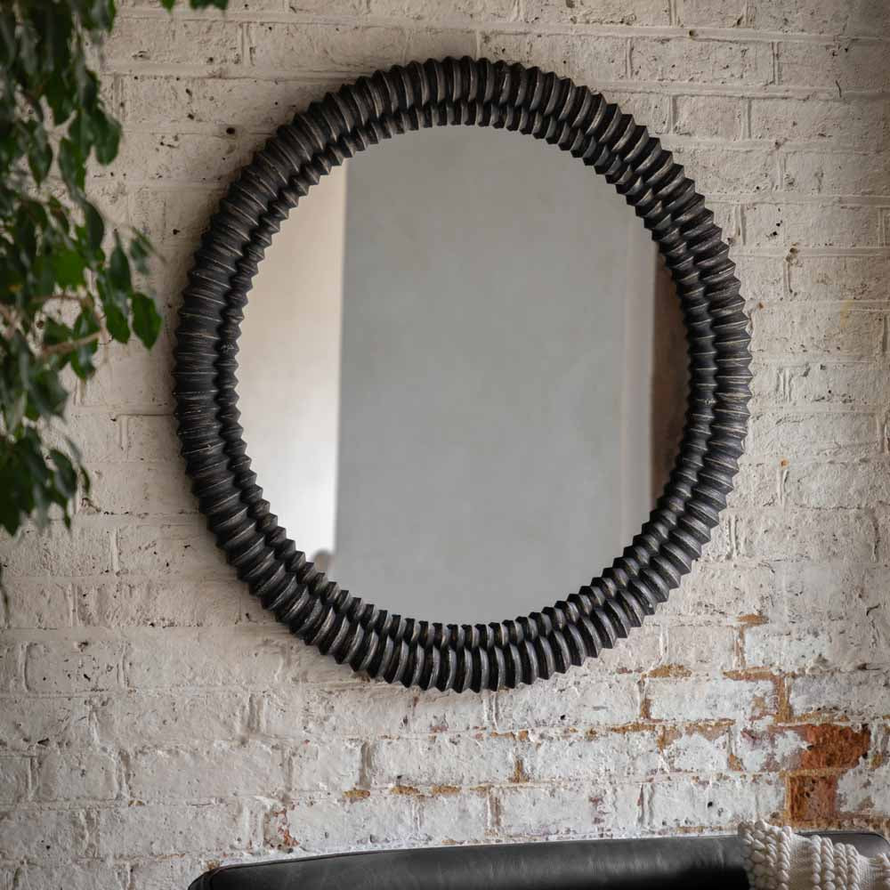 Belgravia Round Mirror Black Wash 900mm