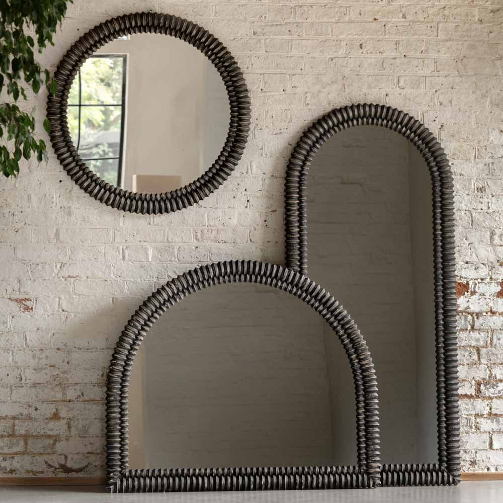 Belgravia Arch Overmantle Mirror Black Wash