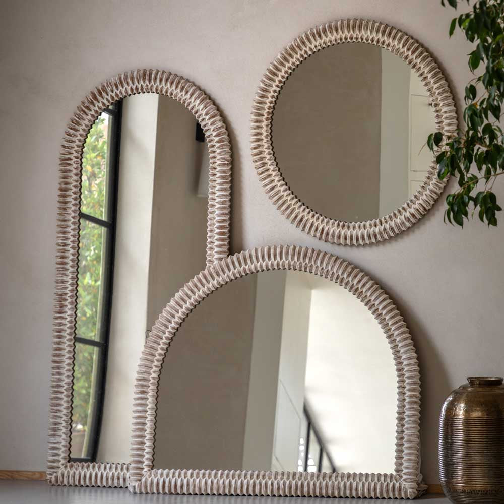 Belgravia Round Mirror White Wash 900mm