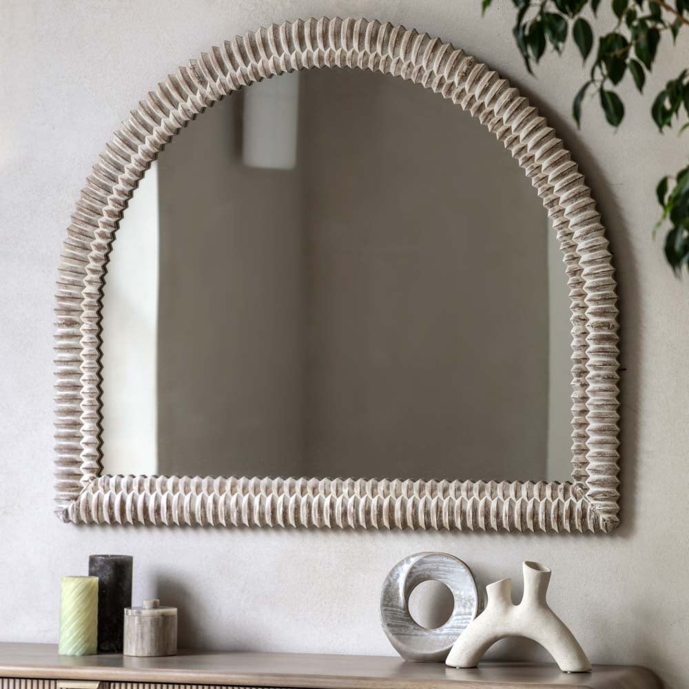Belgravia Arch Overmantle Mirror White Wash