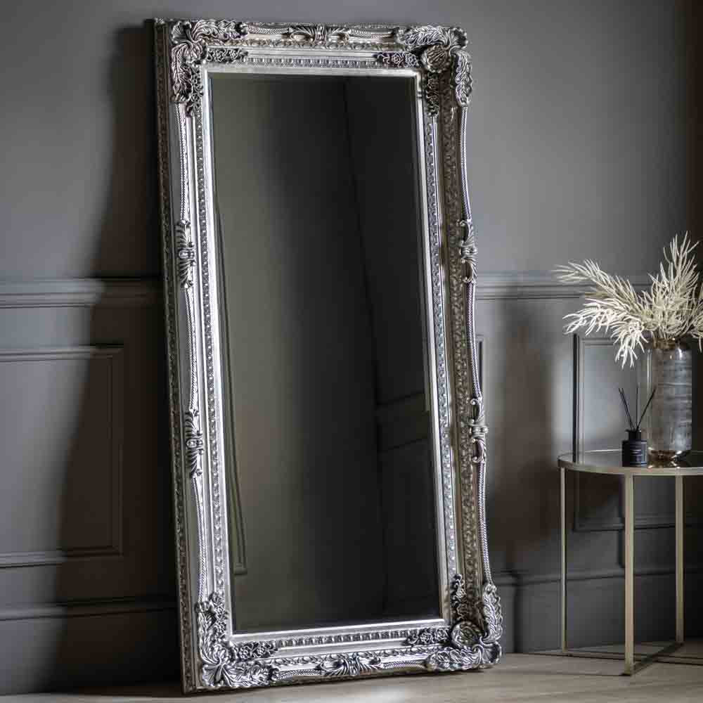 Lampedusa Carved Leaner Mirror Silver