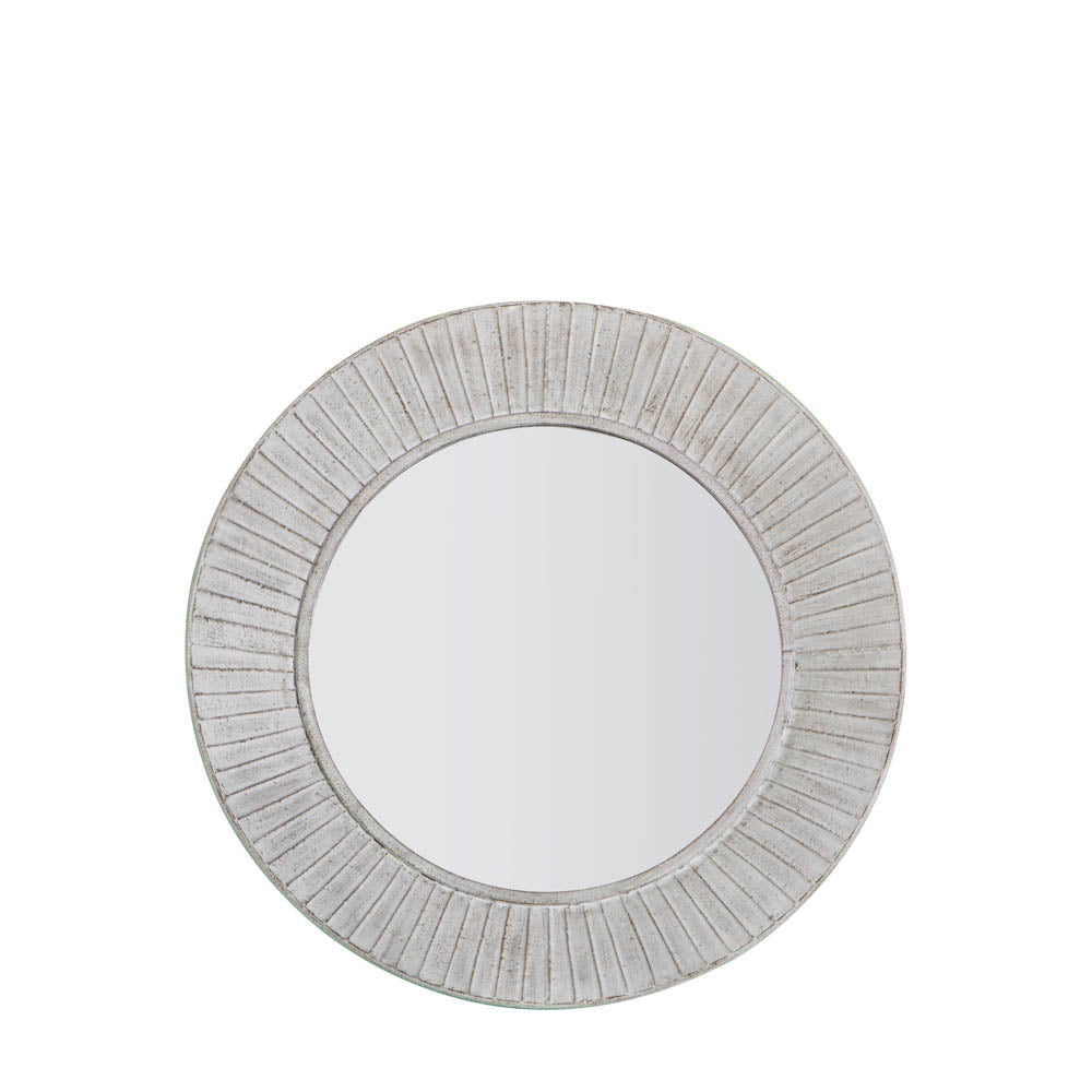 Furna Round Mirror Distressed Cream