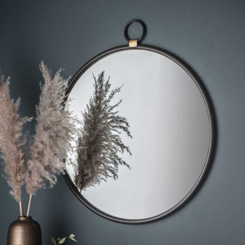 Cloud Black Round Mirror