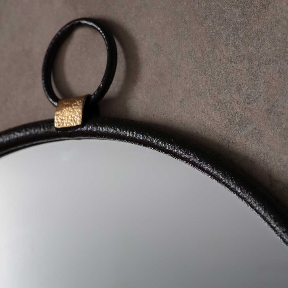 Cloud Black Round Mirror