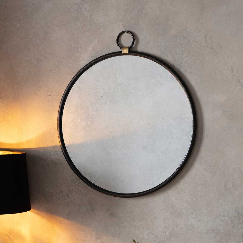 Cloud Black Round Mirror