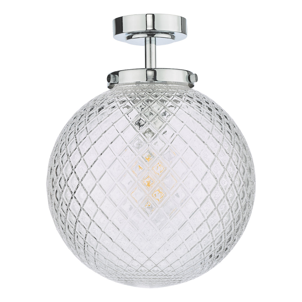 Wayne Bathroom Flush Polished Chrome Glass IP44<br>Polished Chrome