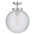 Wayne Bathroom Flush Polished Chrome Glass IP44<br>Polished Chrome