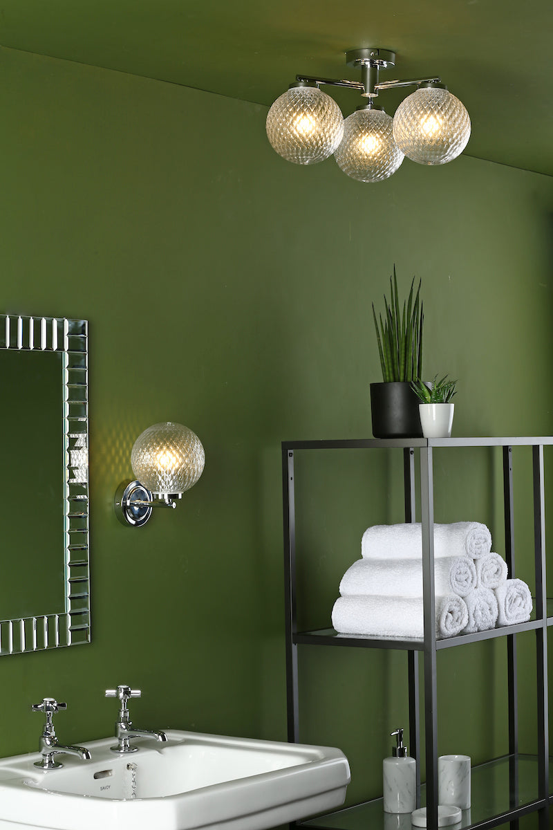 Wayne Bathroom Wall Light Polished Chrome Glass IP44<br>Polished Chrome
