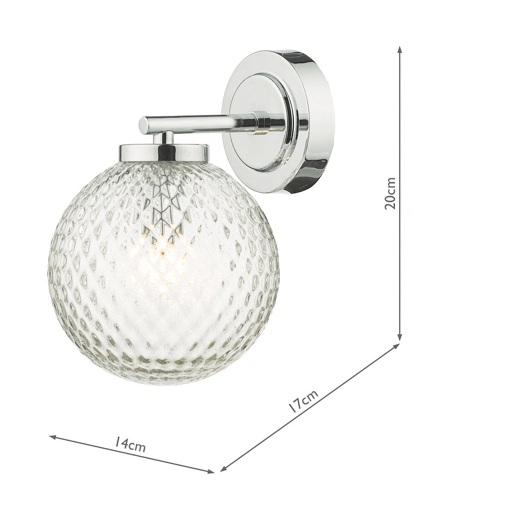 Wayne Bathroom Wall Light Polished Chrome Glass IP44<br>Polished Chrome