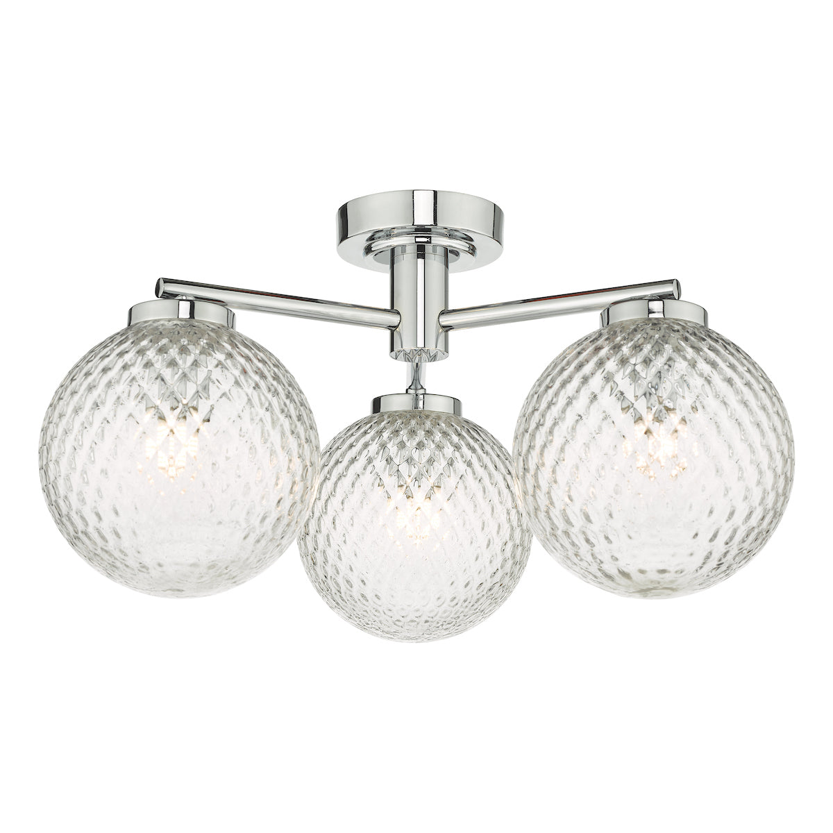 Wayne Bathroom 3 Light Semi Flush Polished Chrome Glass IP44<br>Polished Chrome