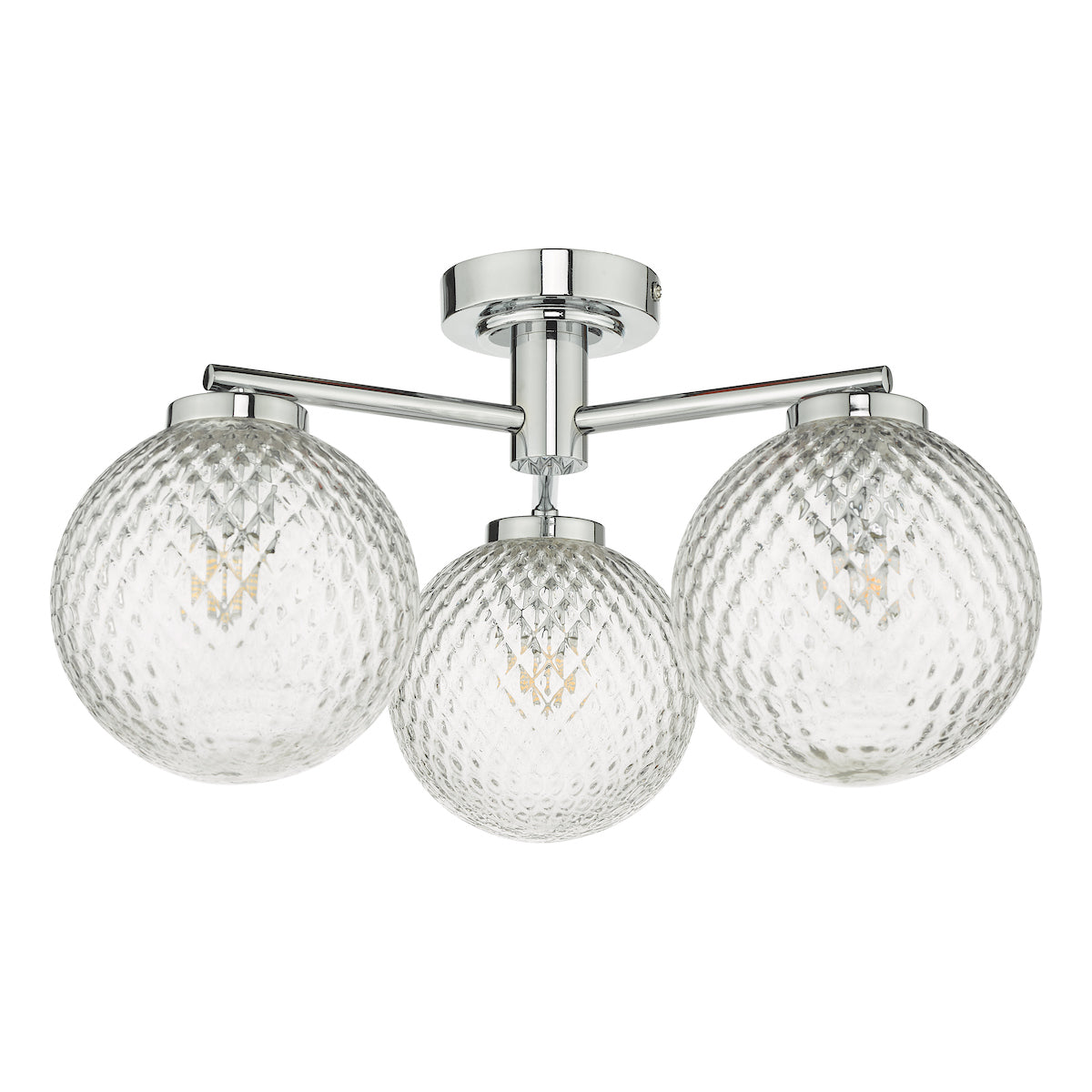 Wayne Bathroom 3 Light Semi Flush Polished Chrome Glass IP44<br>Polished Chrome