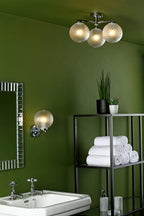 Wayne Bathroom 3 Light Semi Flush Polished Chrome Glass IP44<br>Polished Chrome