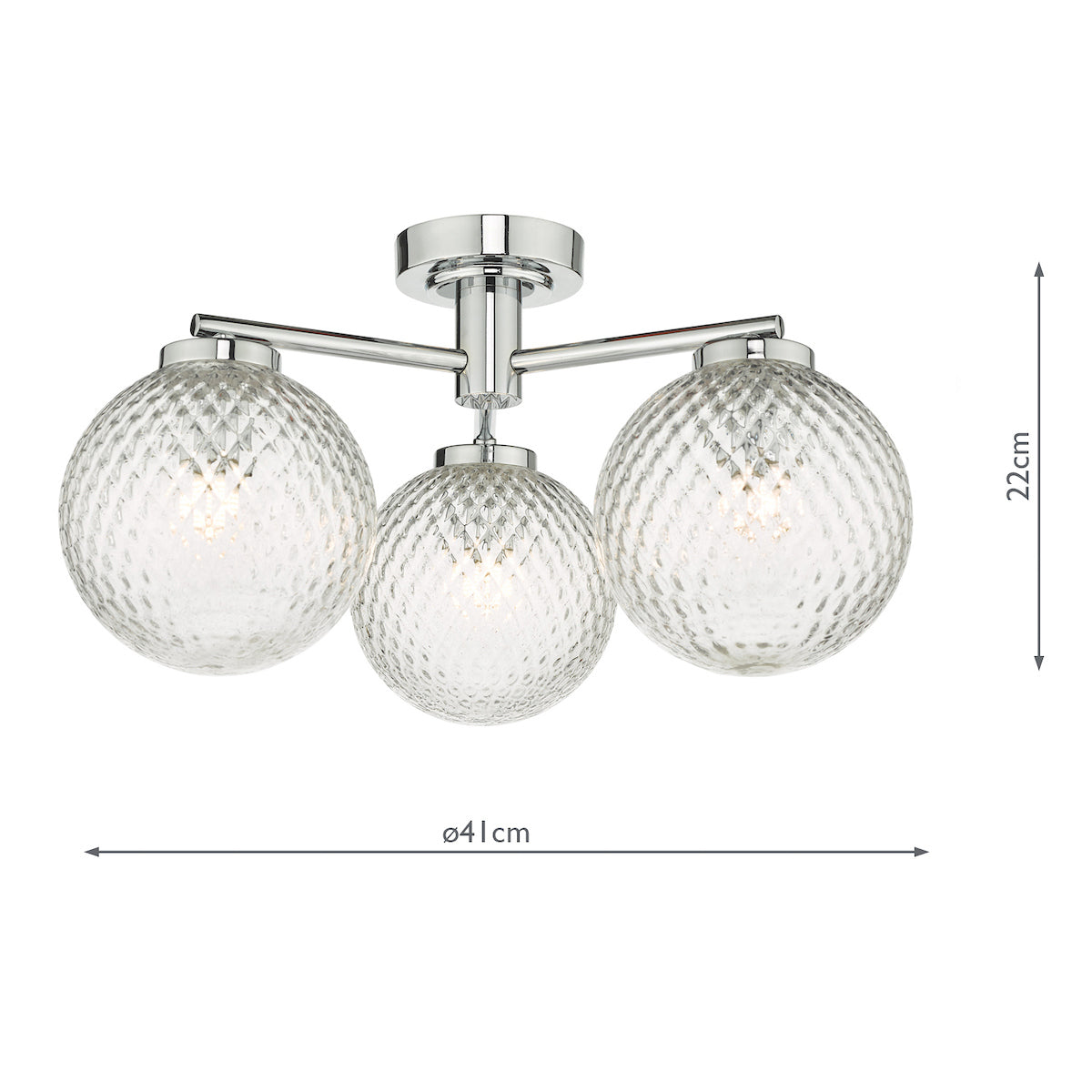 Wayne Bathroom 3 Light Semi Flush Polished Chrome Glass IP44<br>Polished Chrome