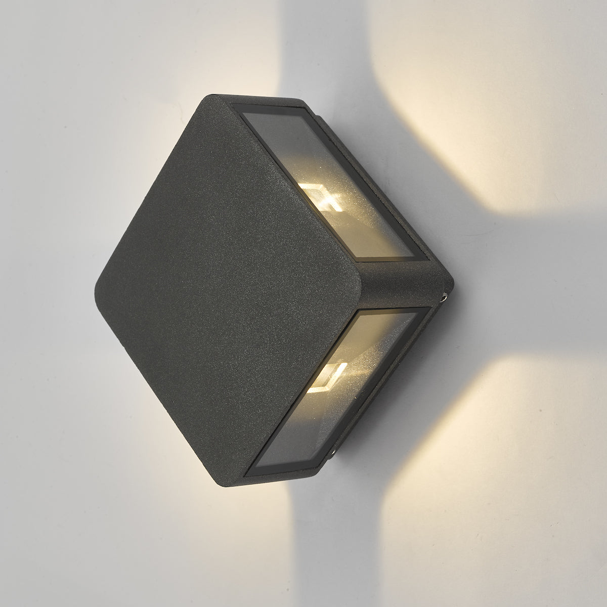Weiss Outdoor 4 Light Wall Light Square Matt Grey Glass IP65 LED<br>Matt Grey
