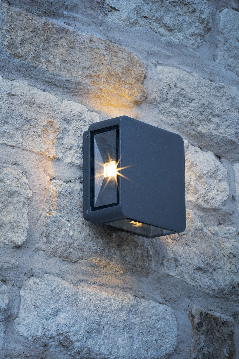 Weiss Outdoor 4 Light Wall Light Square Matt Grey Glass IP65 LED<br>Matt Grey