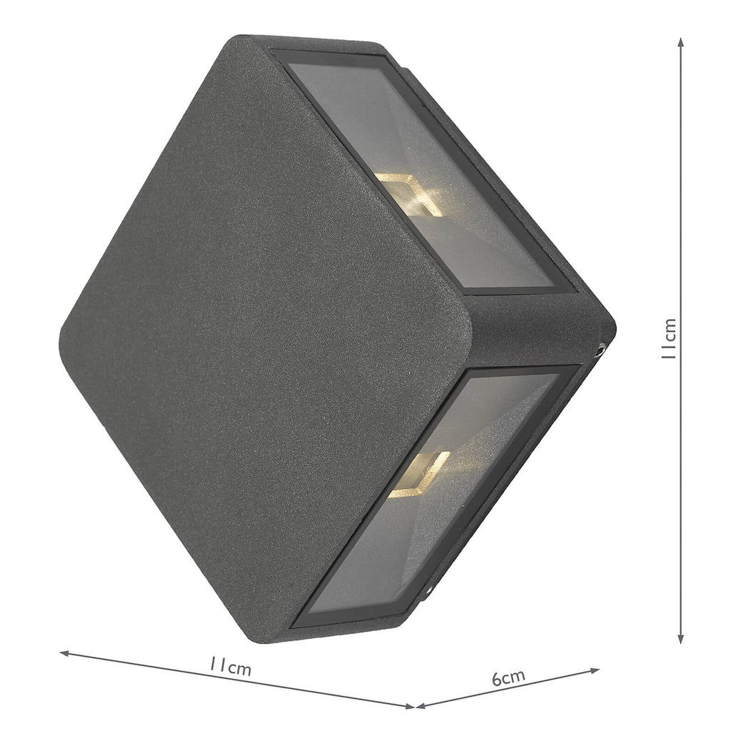 Weiss Outdoor 4 Light Wall Light Square Matt Grey Glass IP65 LED<br>Matt Grey
