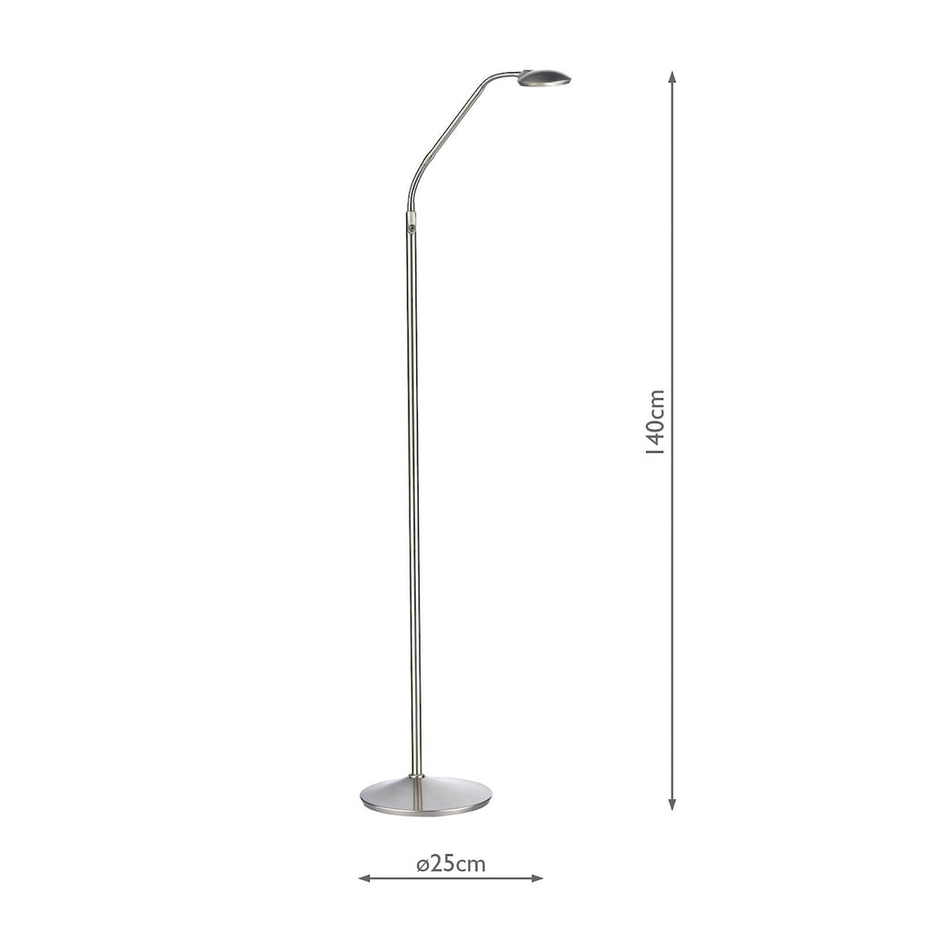 Wellington Task Floor Lamp Satin Chrome LED<br>Satin Chrome