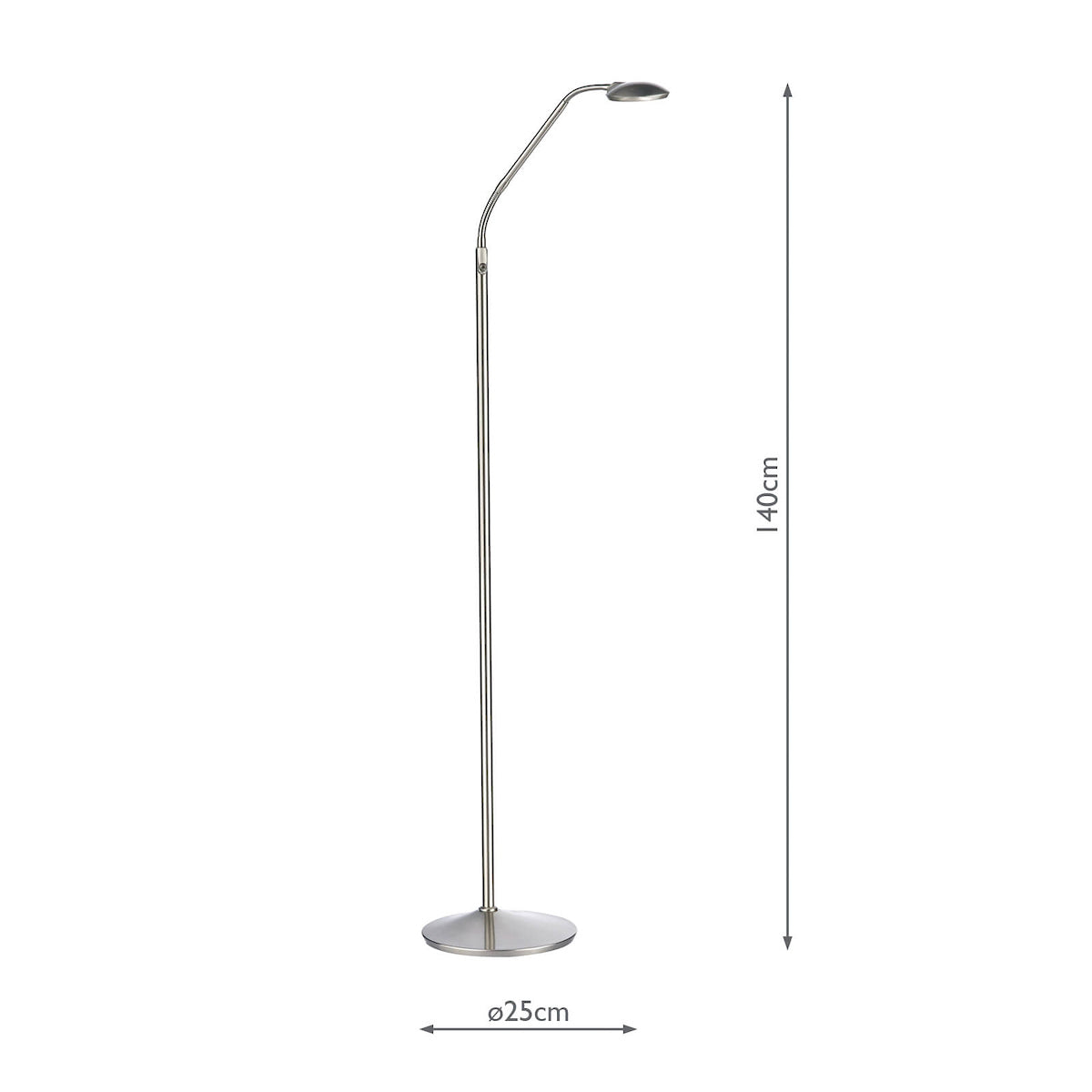 Wellington Task Floor Lamp Satin Chrome LED<br>Satin Chrome